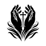 Jesus Cross with Praying Hands - Christmas & Baptism - For Church or Home