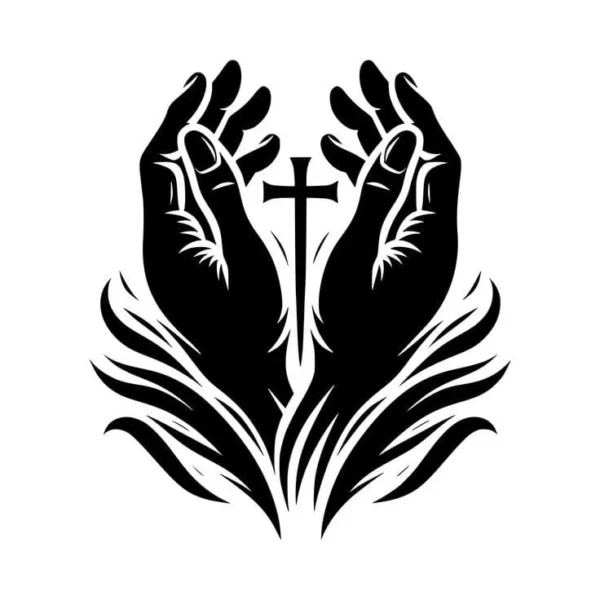 Jesus Cross with Praying Hands - Christmas & Baptism - For Church or Home