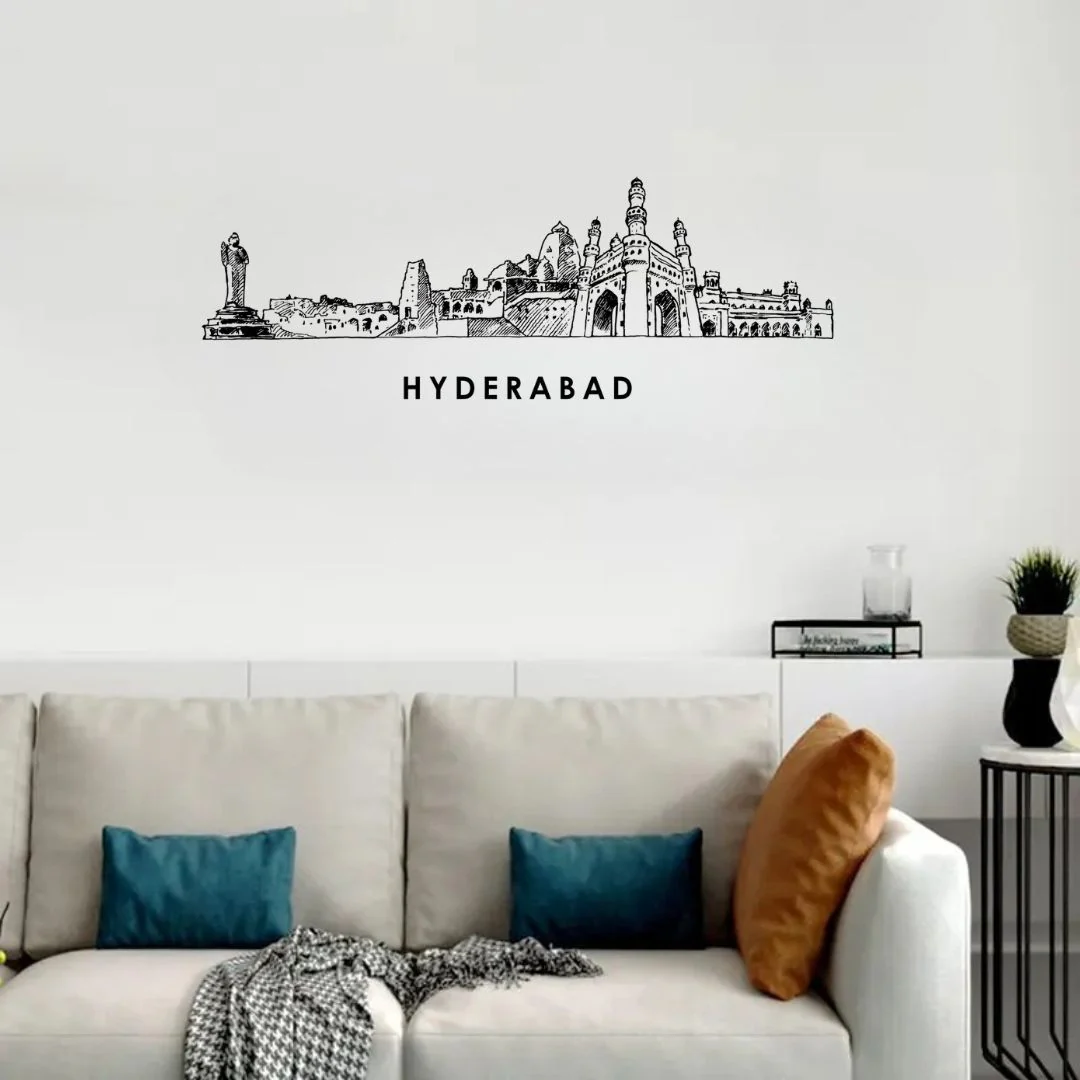 3_cf99673a-bb4c-40ca-9751-b4d176b1e4cd Hyderabad, India - Skyline Wall Art - Home Decal - Indian National Day - Image 1