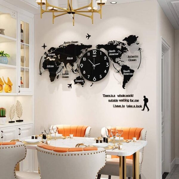 3D World Map Clock | Wall Decoration – Ideal Home & Office Decor