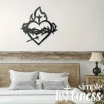 Catholic Cross with Thorns & Flames, Modern - Christian Home Decor - - Christmas & Baptism - For Church or Home - Image 3