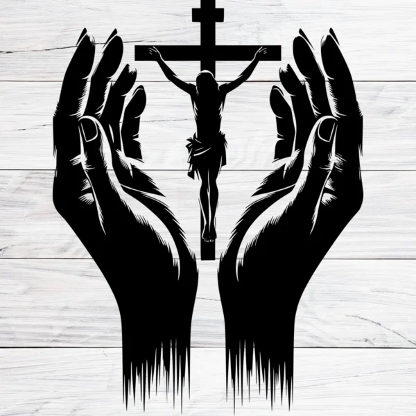 Jesus Chirst & Praying Hands - - Christmas & Baptism - For Church or Home Decal